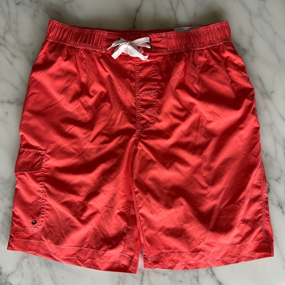 NWT St Johns Bay Mens Cargo Swim Trunks Dubarry Coral Pink UPF 50+ Large